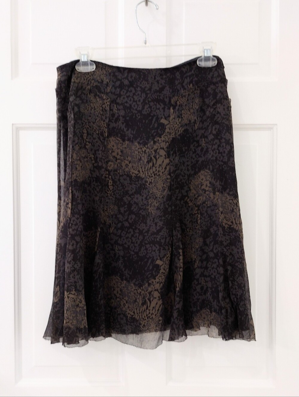 Calvin Klein Sz 6 Women's Black & Brown Printed A-Line Skirt
